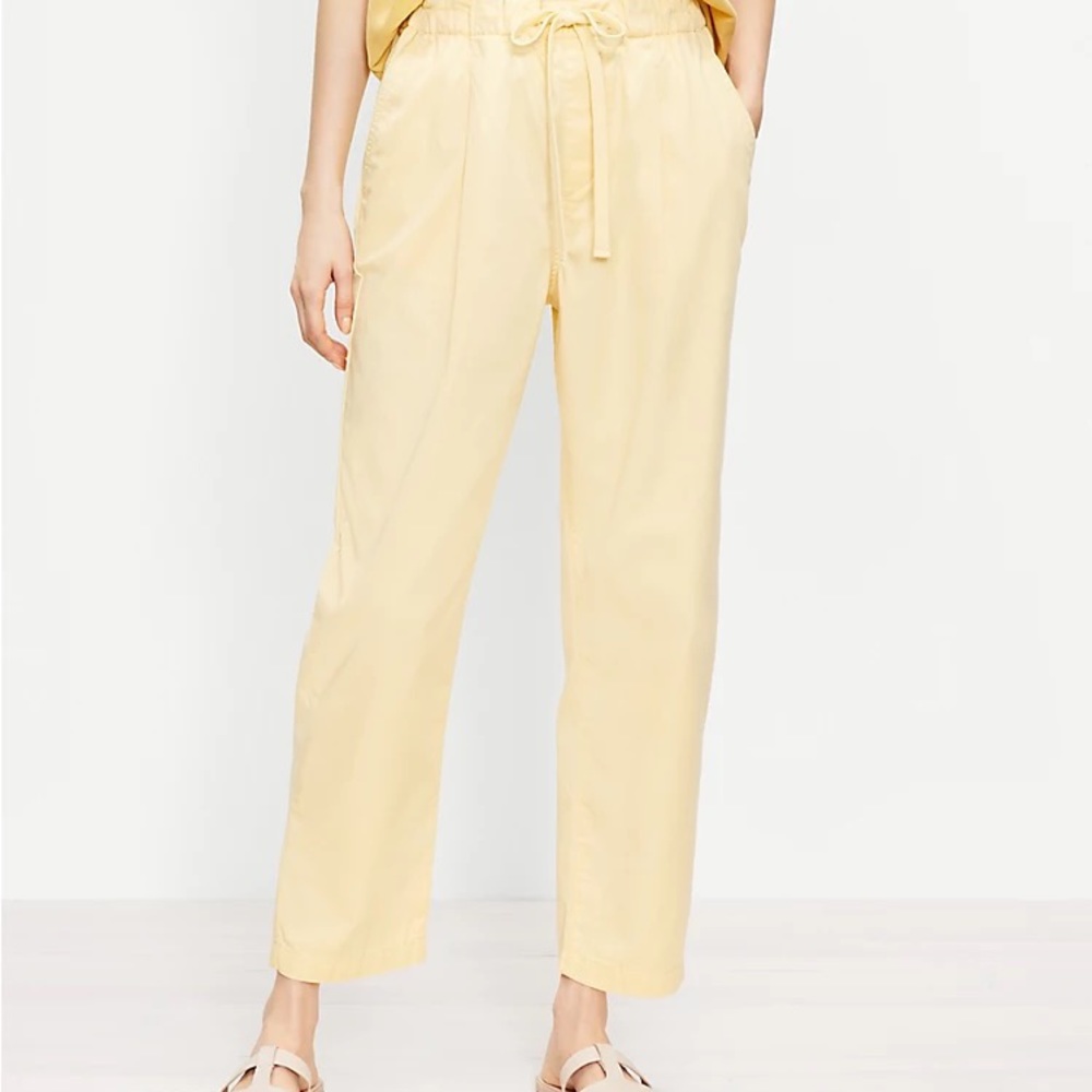 LOFT cotton poplin Tie-front pants NWT